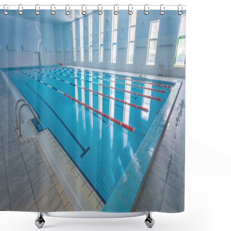 Personality  Swimming Pool With Race Tracks Or Lanes Shower Curtains