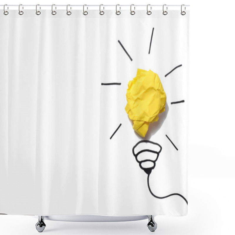 Personality  Concept Crumpled Paper Light Bulb Metaphor For Good Idea Shower Curtains