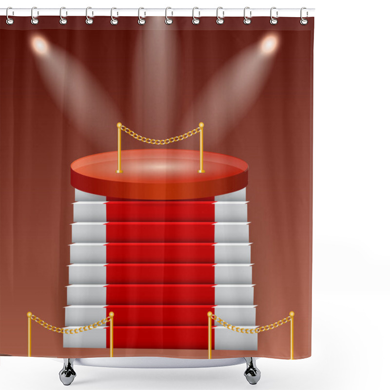 Personality  Red Podium On Brown Background Shower Curtains