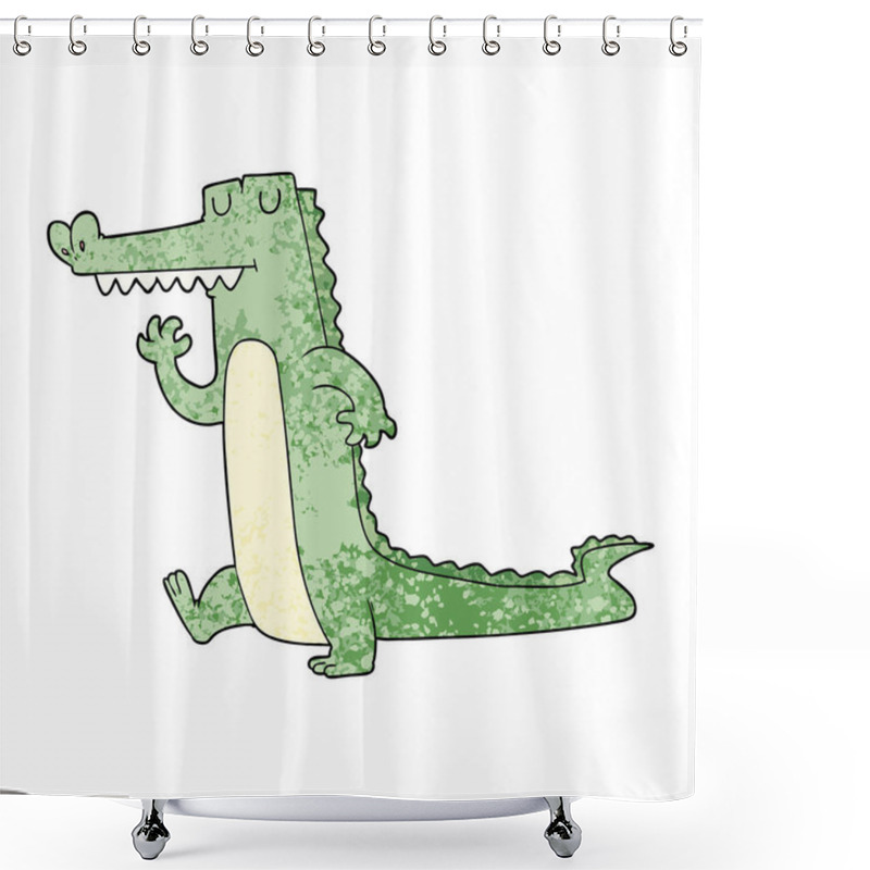 Personality  Vector Illustration Of Cartoon Crocodile Shower Curtains