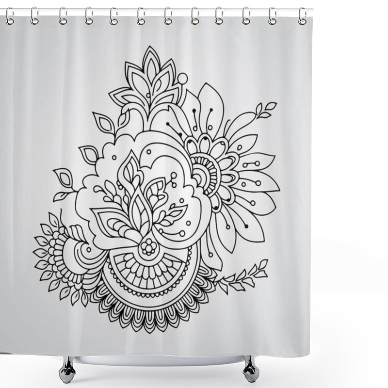 Personality  A Hand Drawn Illustration Floral Ornament With Flowers And Leaves Shower Curtains