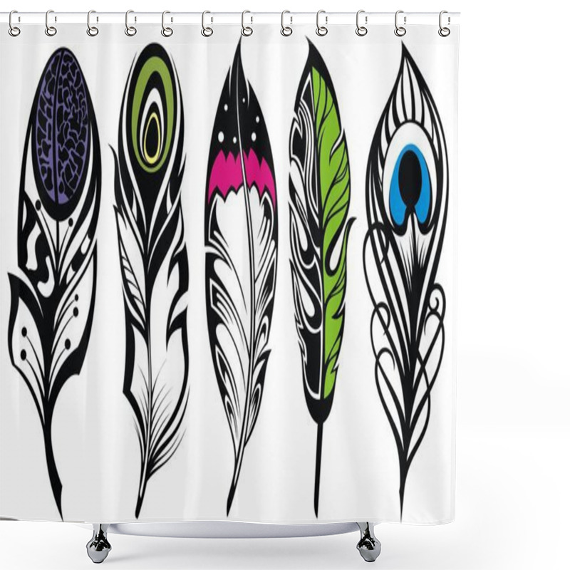 Personality  Set Of Ethnic Feathers Shower Curtains