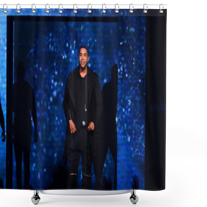 Personality  Daddy Yankee And Don Omar In Concert At The Amway Center In Orlando Florida On August 7, 2016.   Shower Curtains