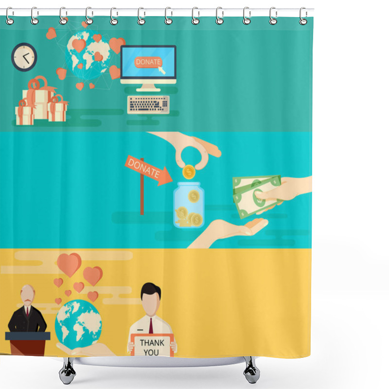 Personality  Charity Horizontal Banners Set Shower Curtains