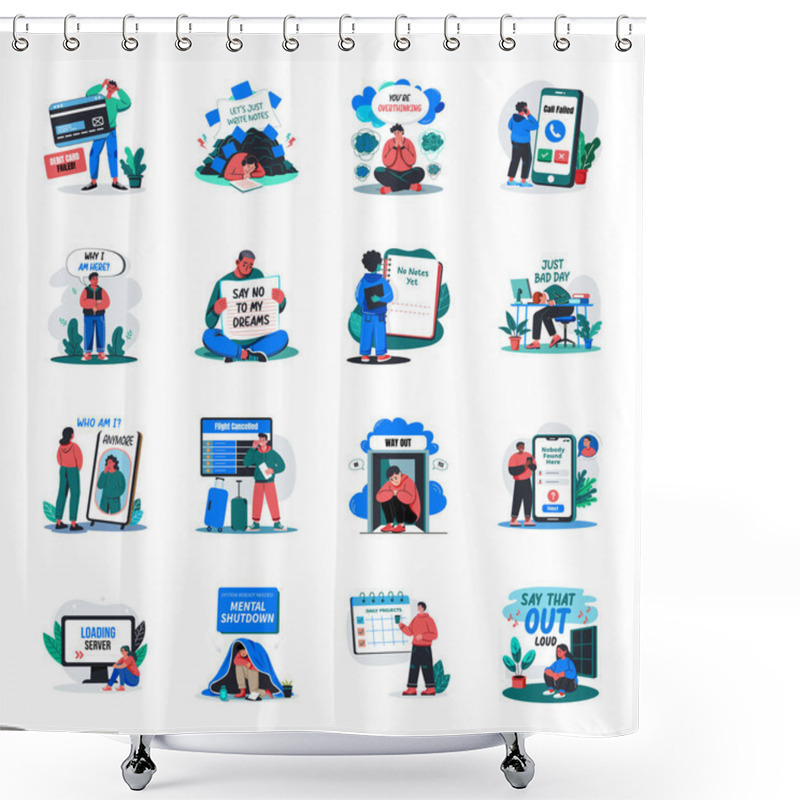 Personality  Empty Feeling Characters Flat Illustration Pack  Shower Curtains