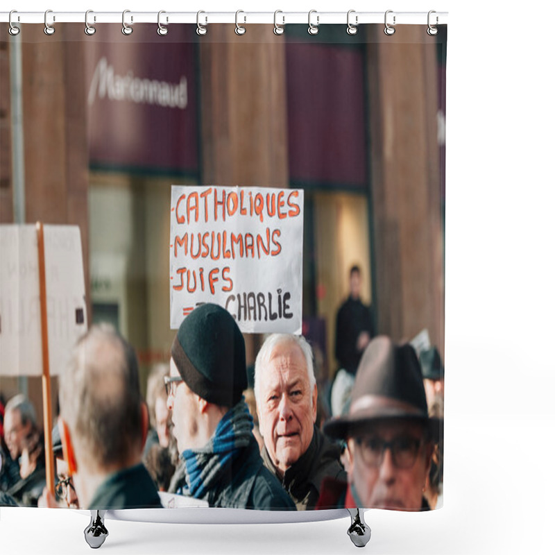 Personality  Mass Unity Rally Held In Strasbourg Following Recent Terrorist A Shower Curtains