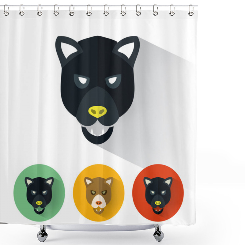 Personality  Animal Portrait With Flat Design - Panther Shower Curtains