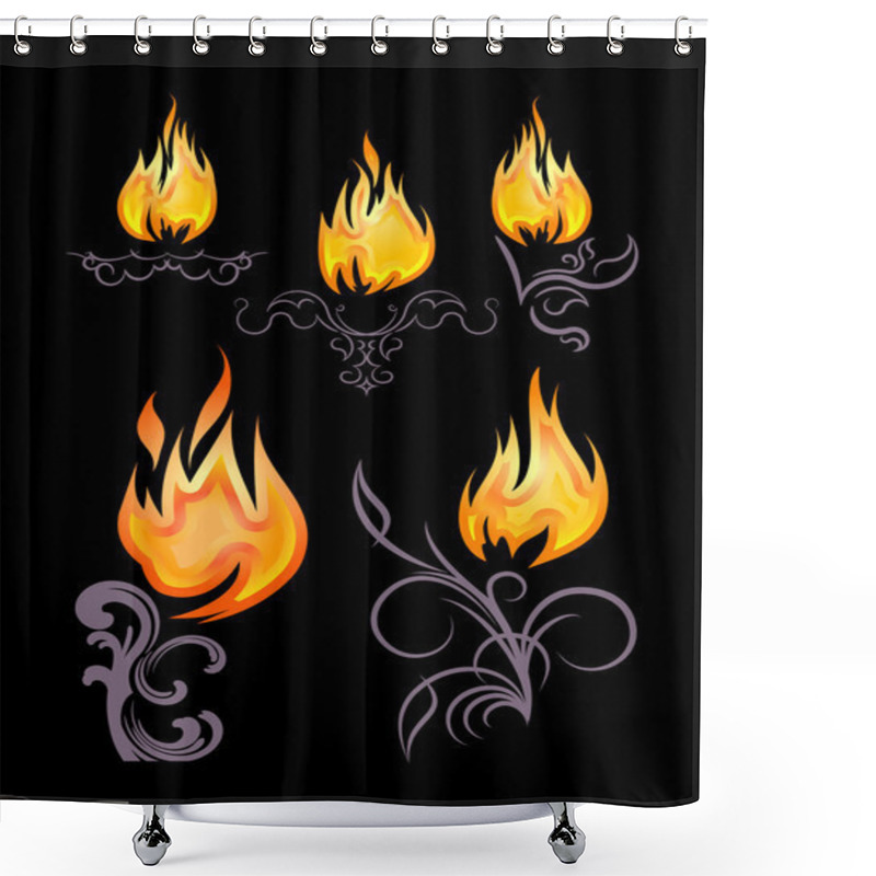 Personality  Decorative Elements With Fire Shower Curtains