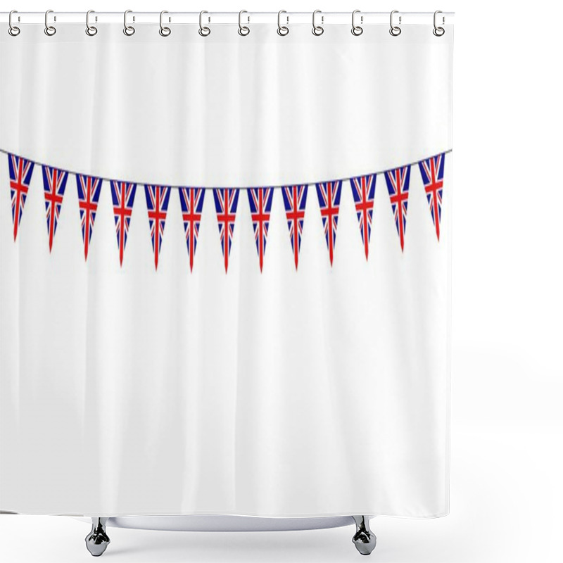 Personality  Garland With British Pennants On A White Background Shower Curtains