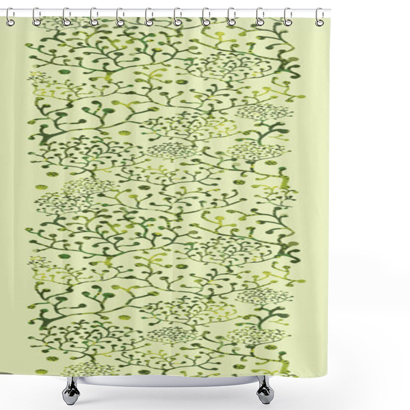 Personality  Textured Bushes Vertical Seamless Pattern Background Border Shower Curtains