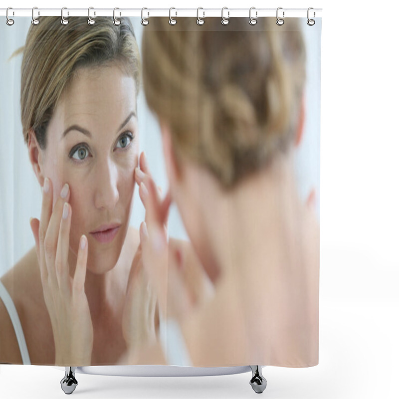 Personality  Woman Applying Cream Shower Curtains