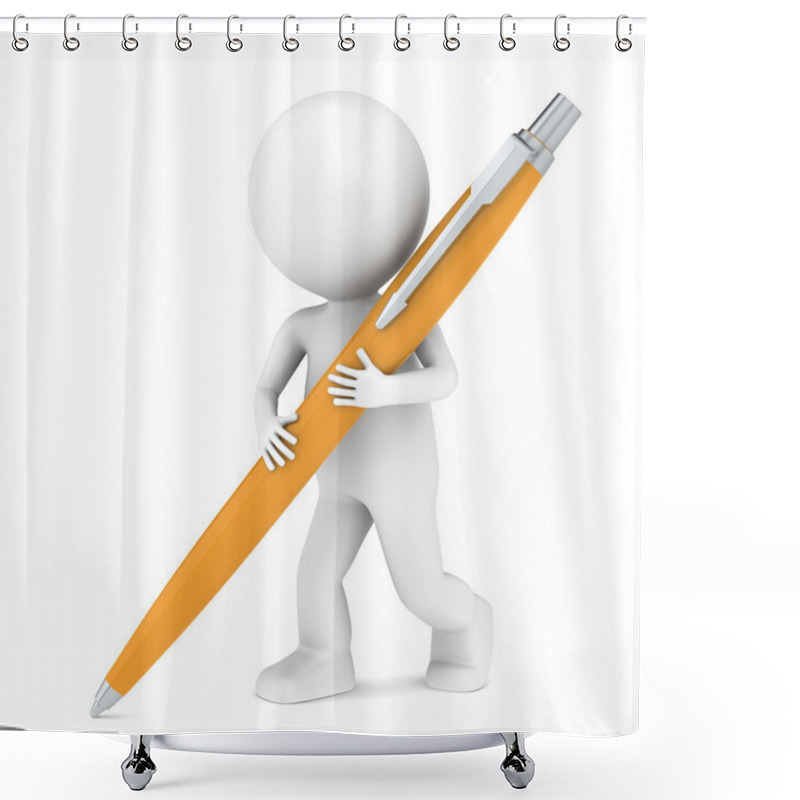 Personality  3D Little Human Character Writing With A Pen Shower Curtains