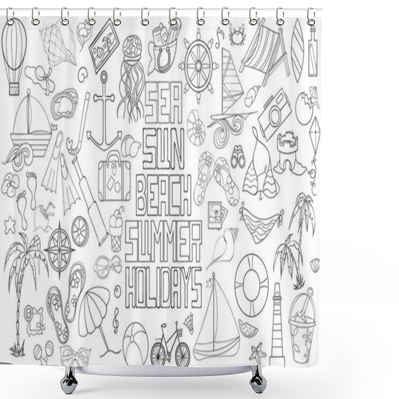 Personality  Summer Doodles Hand Drawn Symbols Shower Curtains