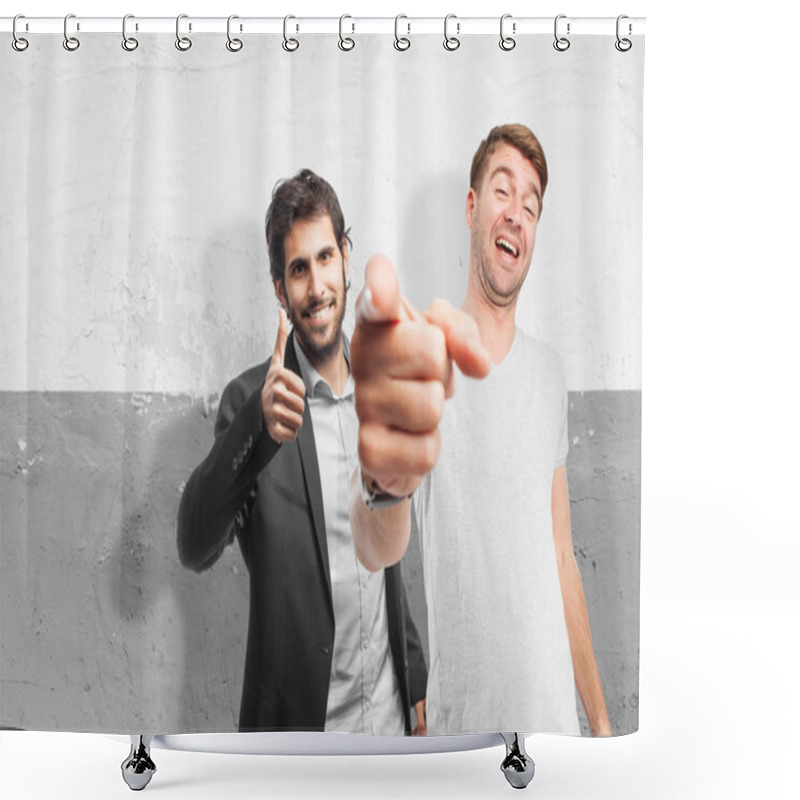 Personality  Blond Man Joking Shower Curtains