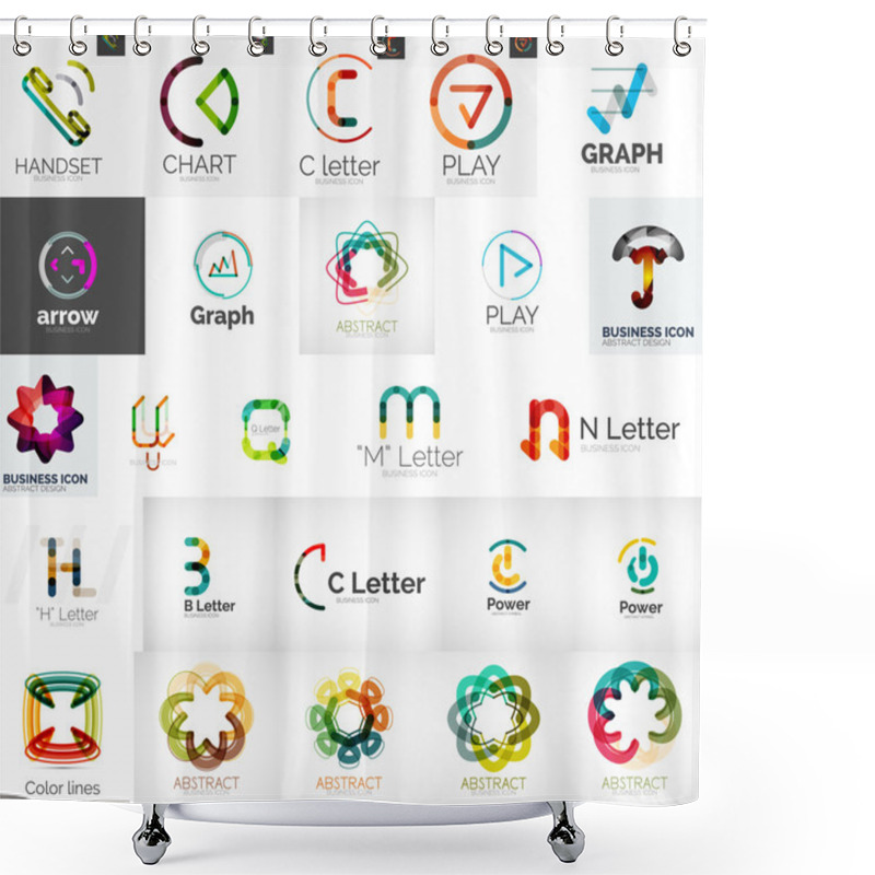 Personality  Set Of Branding Company Logo Elements Shower Curtains