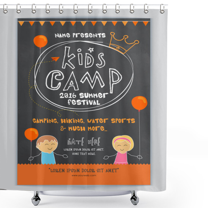 Personality  Kids Camp Template, Banner Or Flyer Design. Shower Curtains