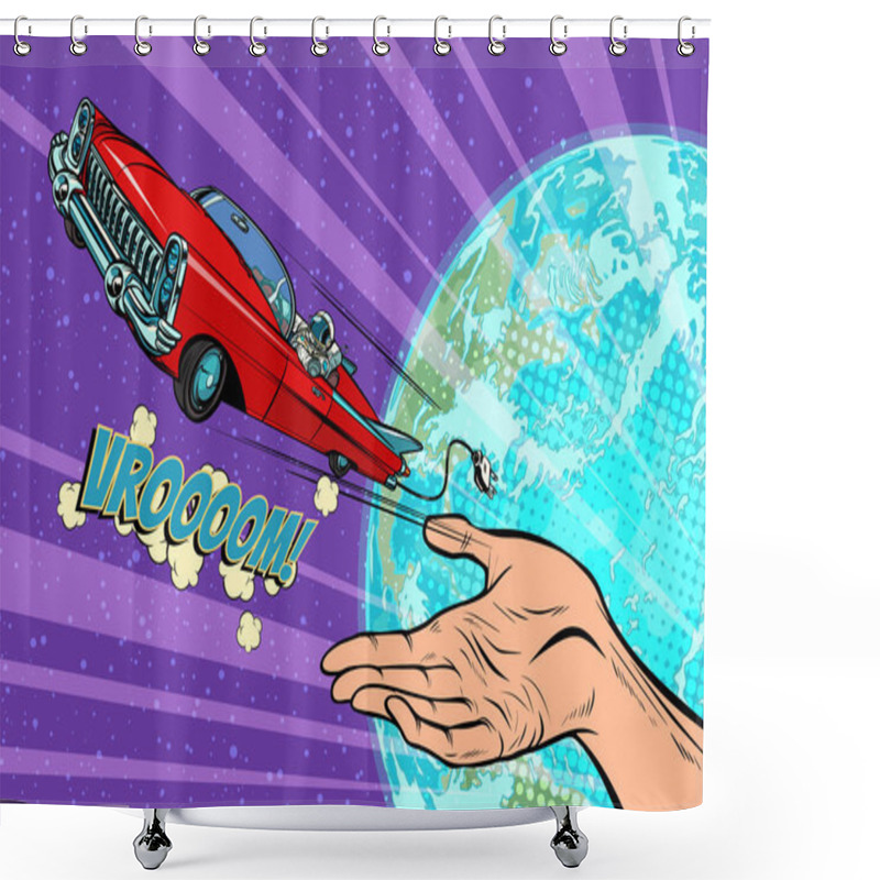 Personality  Humanity Launches Into Space Car Shower Curtains