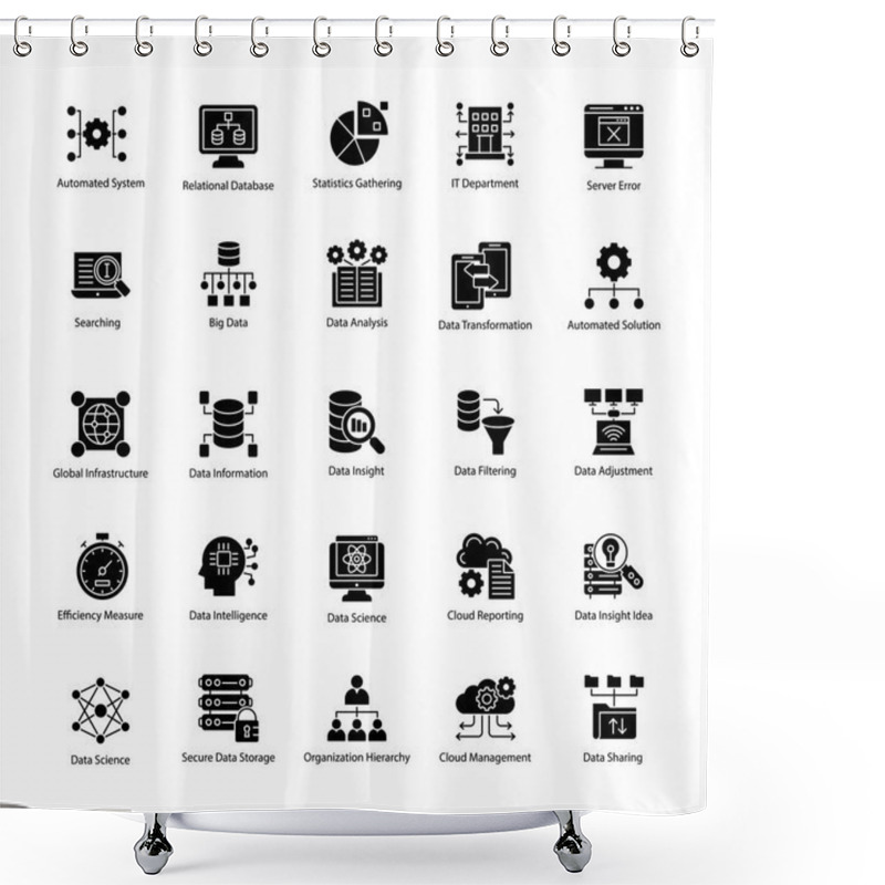 Personality  Bundle Of Data Science Glyph Vector Icons Shower Curtains