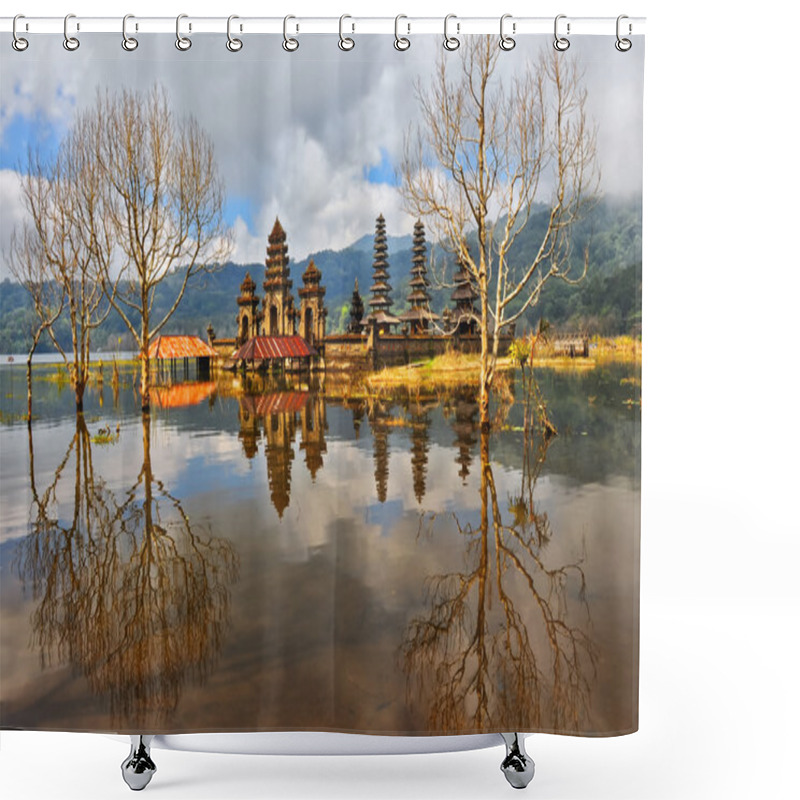 Personality  Balinese Temple On Tamblingan Lake Shower Curtains