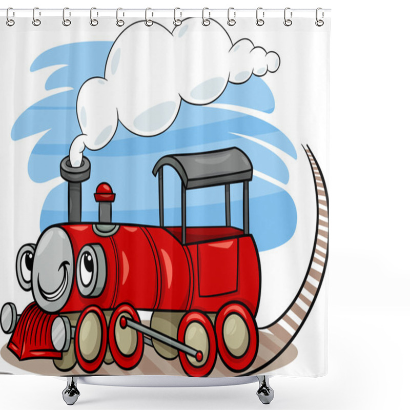 Personality  Cartoon Locomotive Or Engine Character Shower Curtains