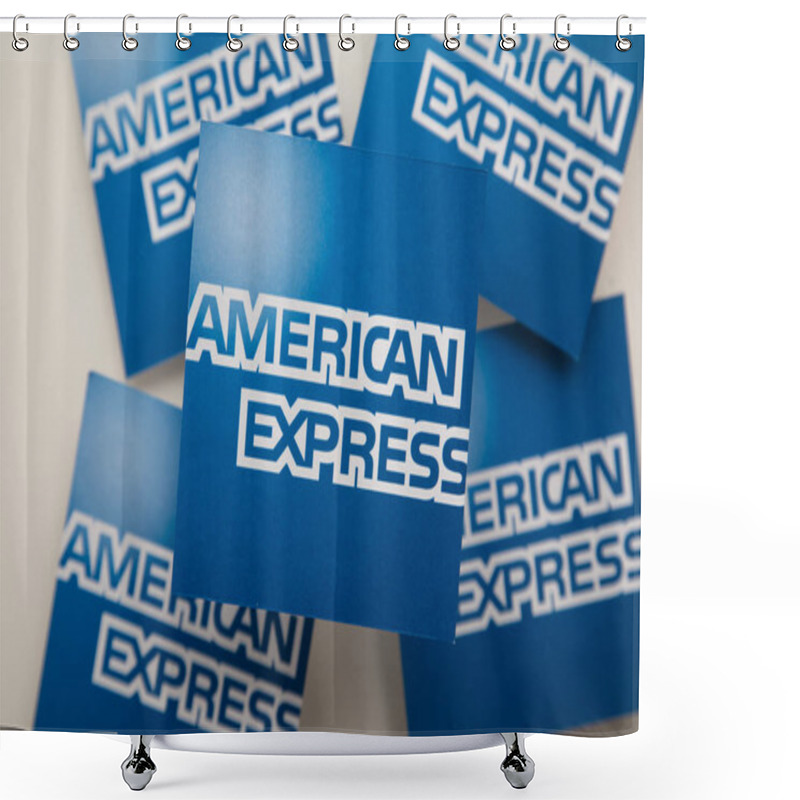 Personality  LONDON, UK - January 15th 2020: American Express Brand Logo Printed Onto Paper Shower Curtains