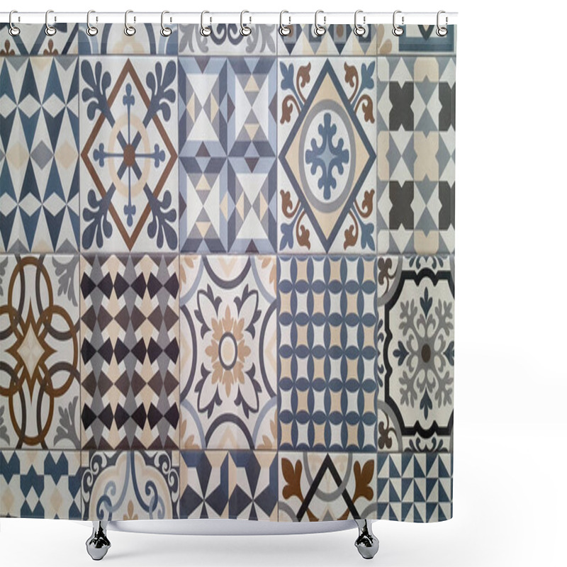 Personality  Ceramic Tiles In Oriental Style  Shower Curtains