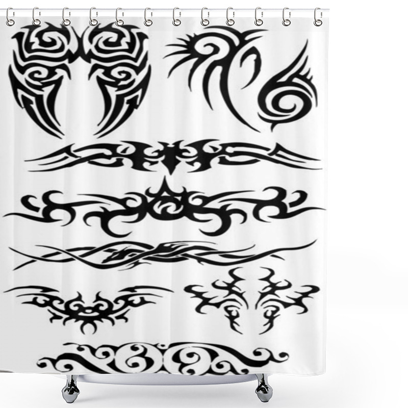 Personality  Tattoo Silhouette Collection Shower Curtains