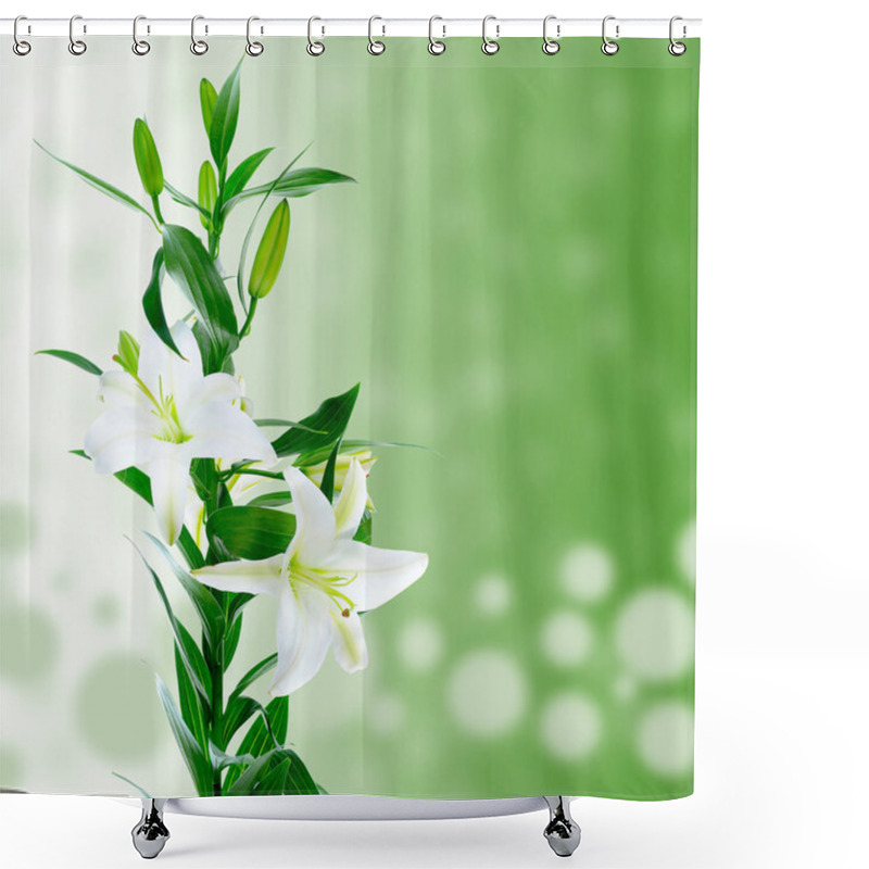 Personality  Beautiful White Lily Flowers Shower Curtains