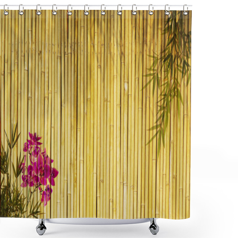 Personality  Fresh Orchids With Bamboo Background Shower Curtains