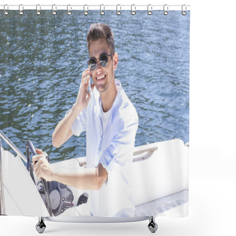 Personality  Man On The Yacht Shower Curtains