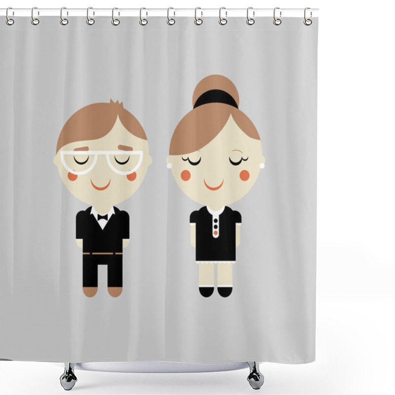 Personality  Illustration Of Man And Woman In Vector. Shower Curtains