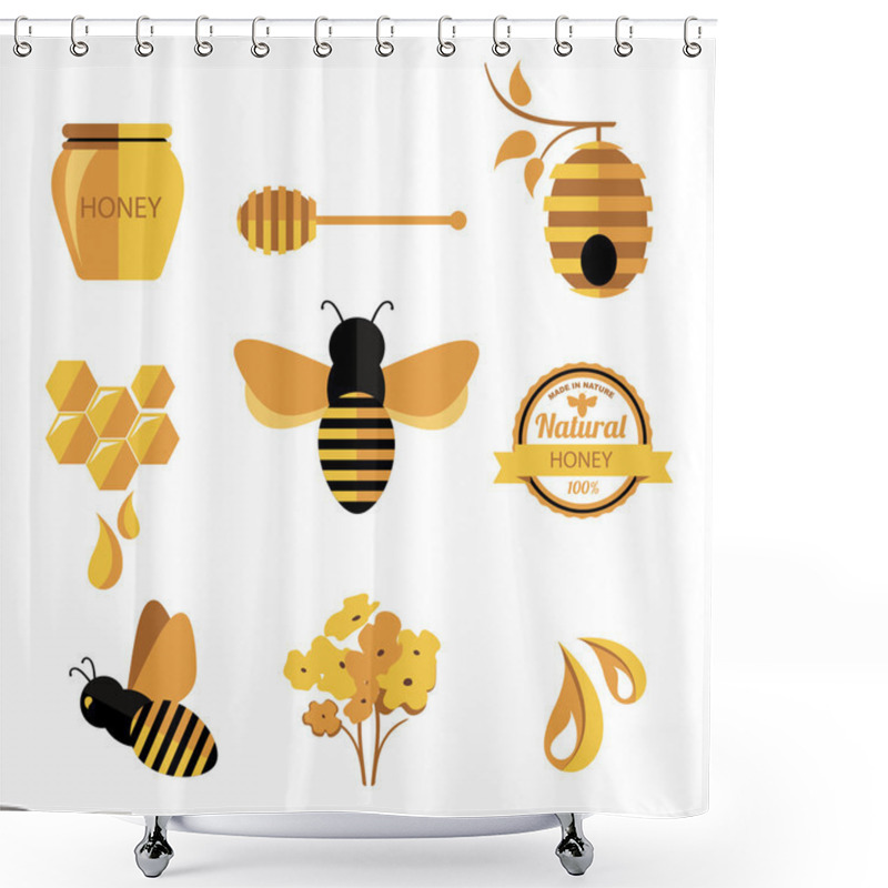 Personality  Set Honey Badges And Labels Shower Curtains