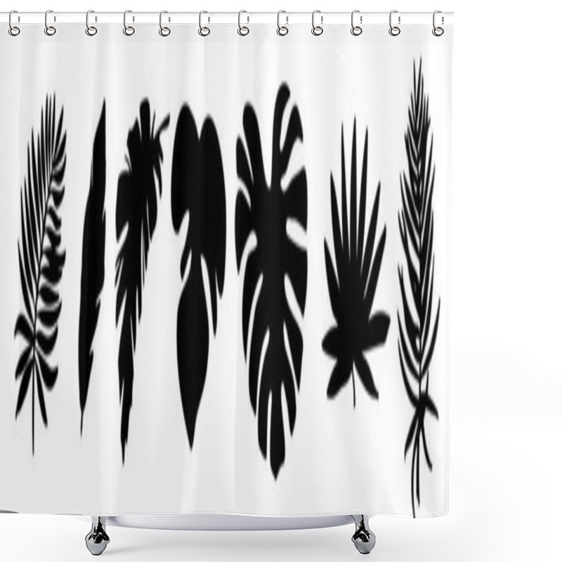 Personality  Vector Set Of Black Silhouettes Of Tropical Leaves. Collection Of Exotic Leaves Of Monstera, Palm, Banana Isolated On A White Background. Vector Collection Of Plant Silhouettes  Shower Curtains