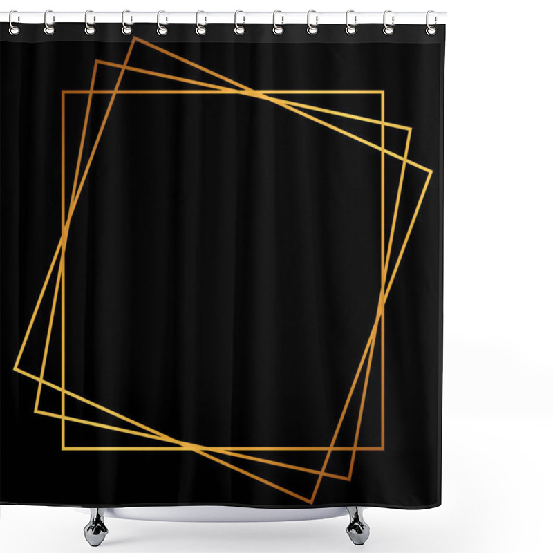 Personality  Golden Decorative Frames. Modern Square Frame Concept. Art Deco Line Art Borders. Vector Luxury Label Design. Shower Curtains