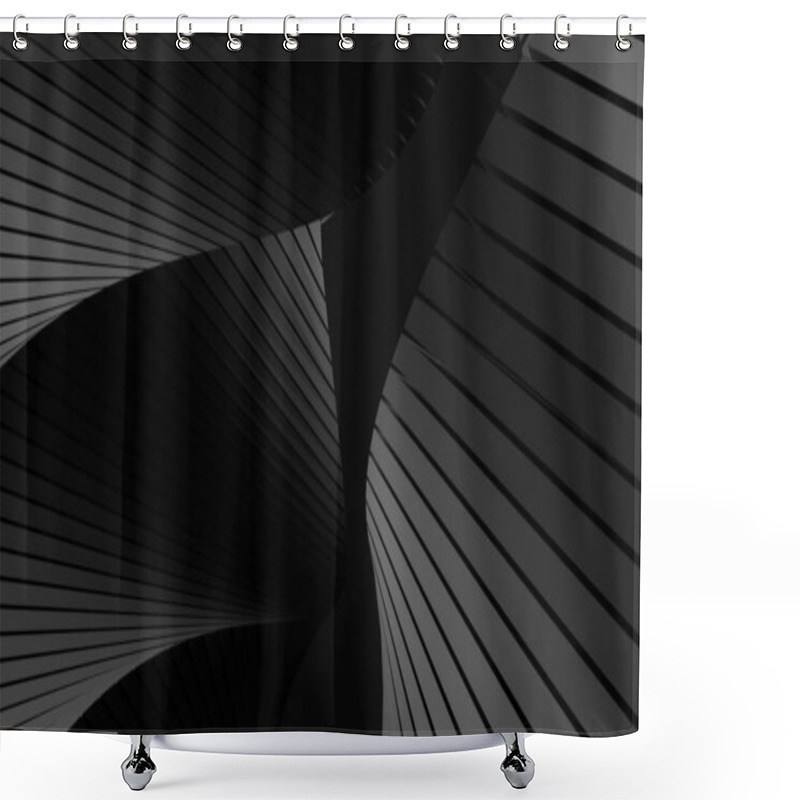 Personality  Abstract Black And Gray Wavy Lines In A Modern Architectural Design. Shower Curtains