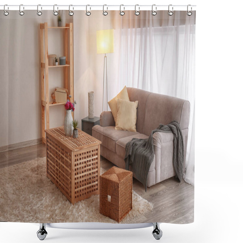 Personality  Interior Of Living Room Shower Curtains