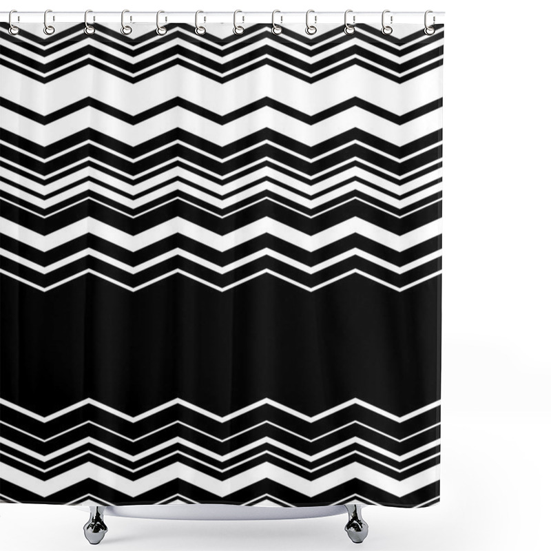 Personality  Wavy, Zig-zag Horizontal Parallel Lines.  Shower Curtains