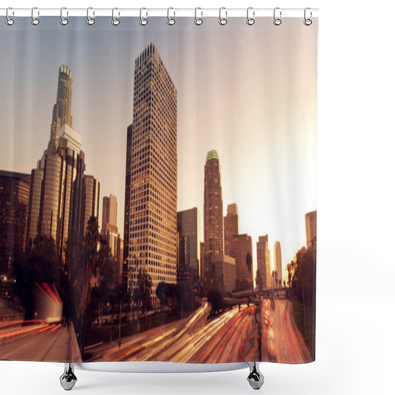 Personality  Los Angeles, Urban City At Sunset With Freeway Trafic Shower Curtains