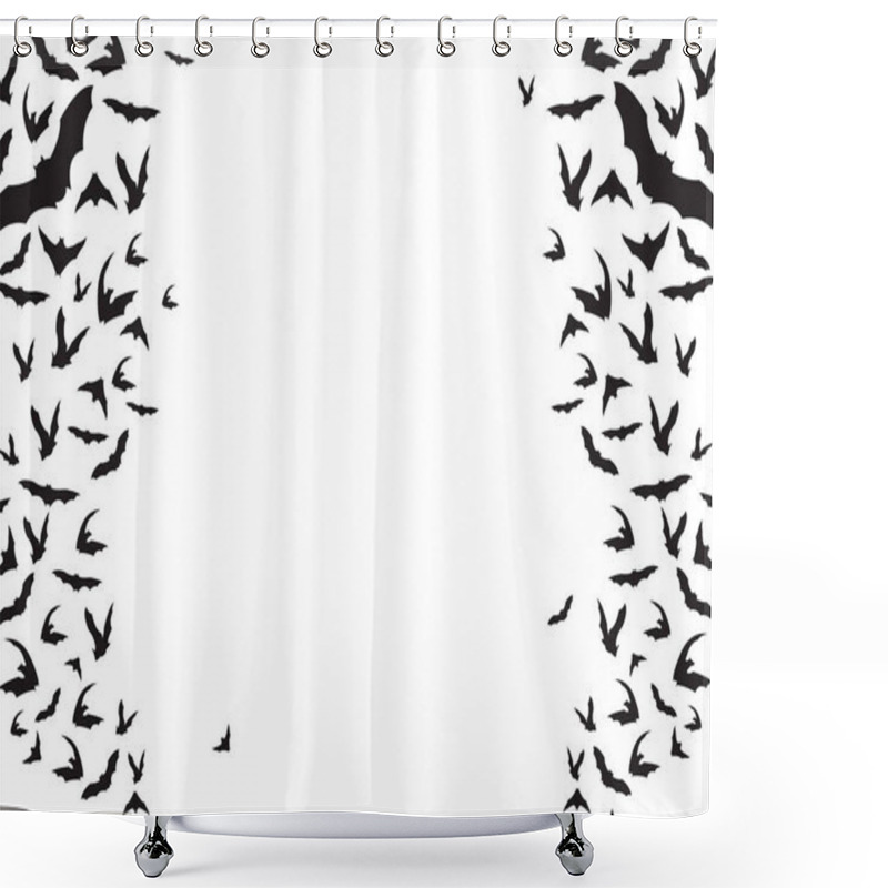 Personality  Bats Flying Silhouettes Background Vector Shower Curtains