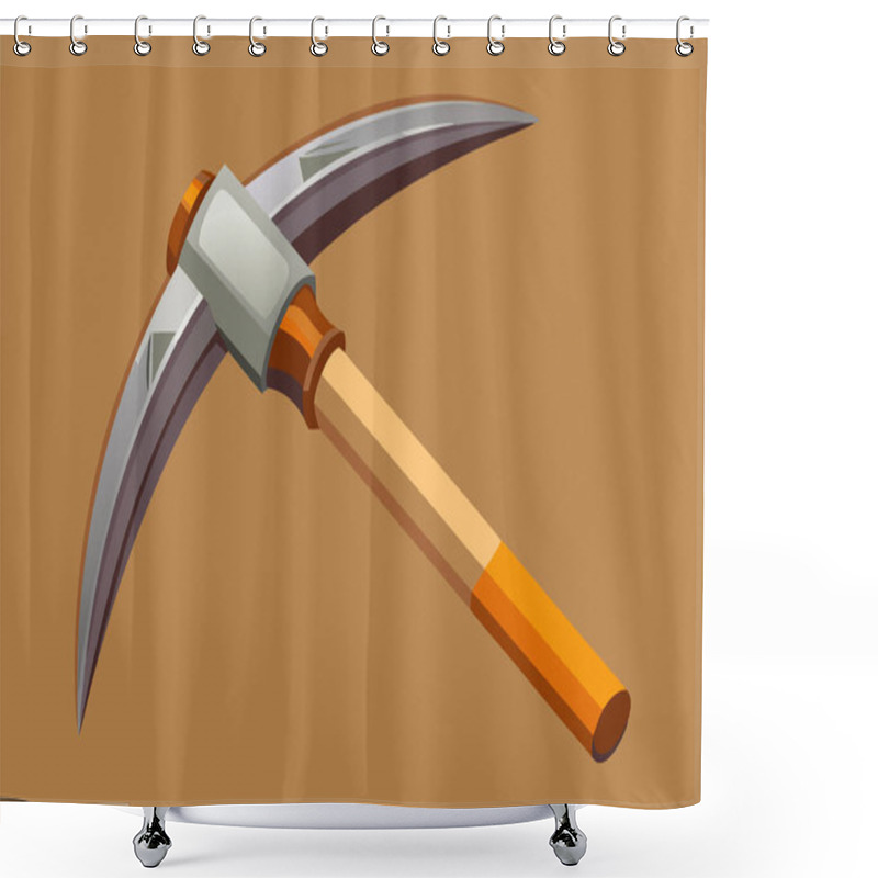 Personality  Cartoon Illustration Of A Pickaxe Against A Blue Background Shower Curtains