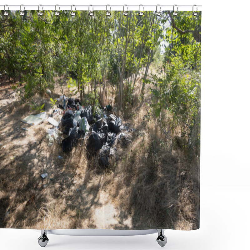 Personality  Household Garbage Pile Illegal Dumping Forest Pollution Environmental Problem Litter Waste Debris Nature Contamination Ecological Trash Heap Urban Waste Landfill Damage Eco Awareness Recycling Issue Shower Curtains