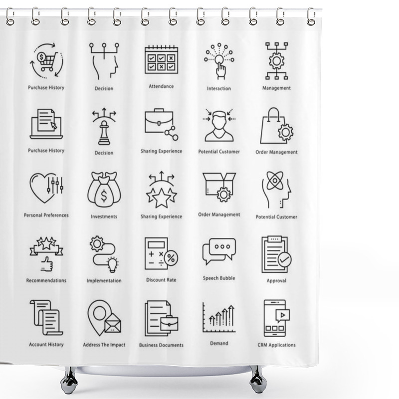 Personality  Business Management And Growth Vector Line Icons 43 Shower Curtains