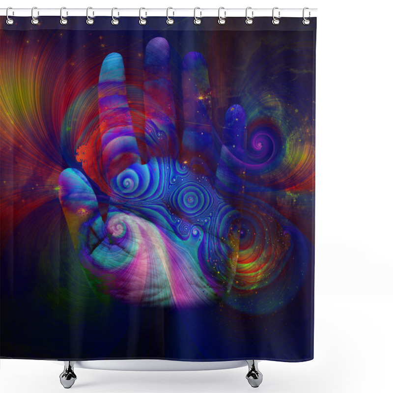 Personality  Swirling Lines And Palm Shower Curtains