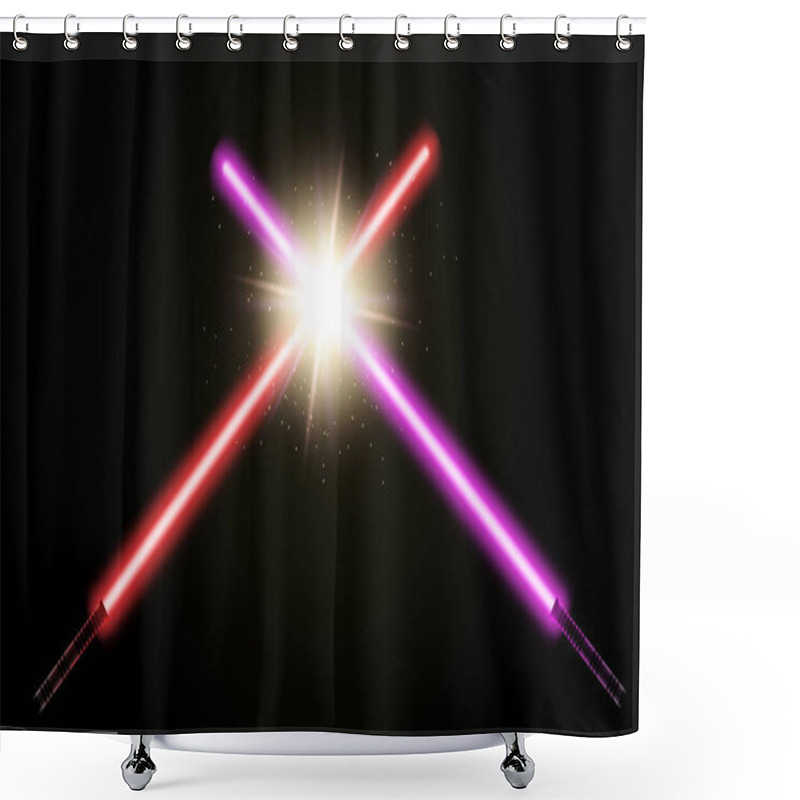 Personality  Crossed Light Swords. Debates Concept. Fight Versus Opponent During Conflicts Shower Curtains