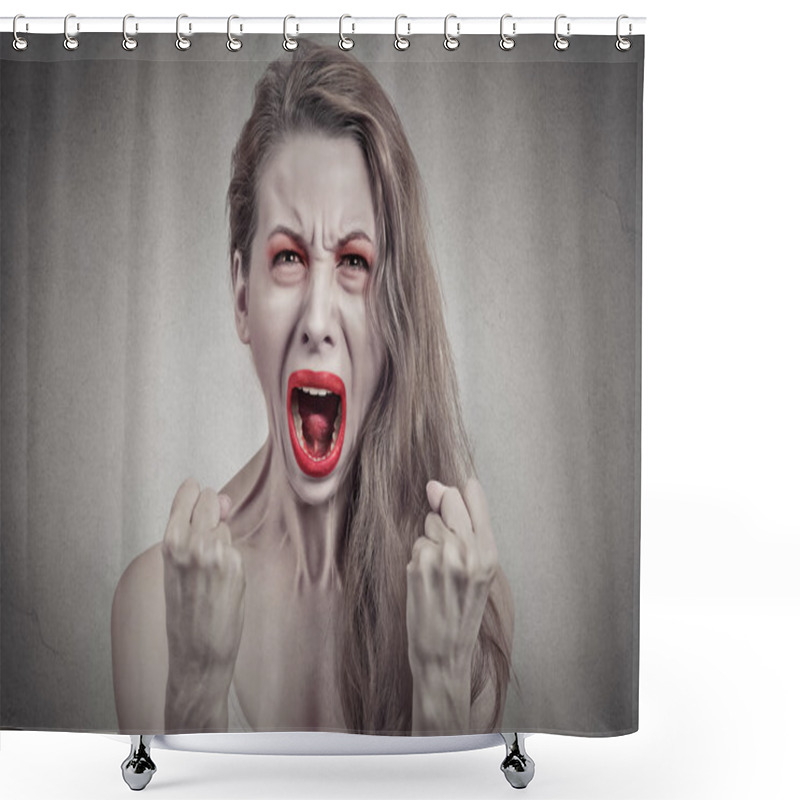 Personality  Angry Screaming Woman Hysterical Having Breakdown Shower Curtains