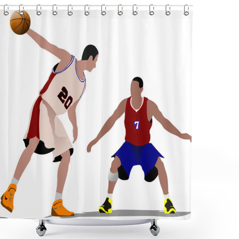 Personality  Basketball Players. Vector Illustration Shower Curtains