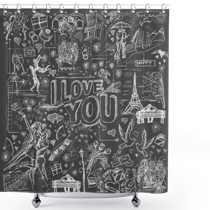 Personality  Love Story Elements Shower Curtains