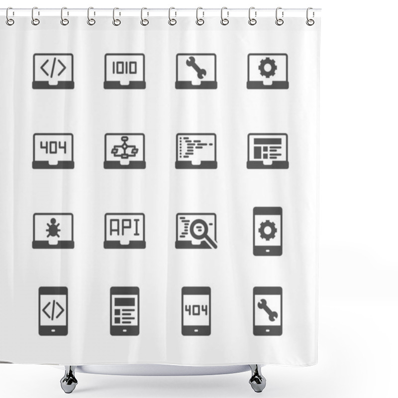 Personality  Programming And Coding In Glyph Icon Set.Vector Illustration Shower Curtains