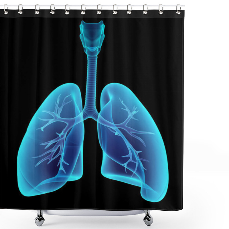 Personality  3D Illustration X-ray Transparent Lungs. Shower Curtains