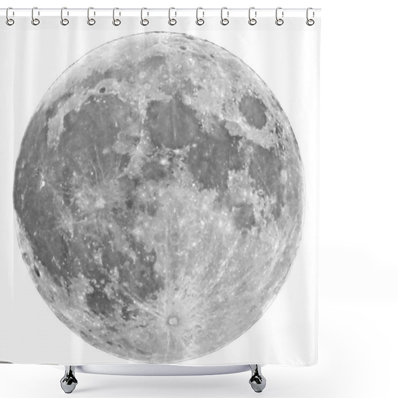 Personality  Super Moon With Visible Craters On A White Background Shower Curtains